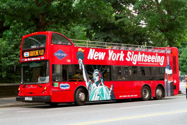 باستطاعة السائح التجول حول نيويورك في حافلة سياحية مخصصة لهذا الغرض
